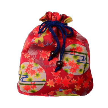 Kinchaku Bag - Drawstring Bag - (RED) - KIMONO YUKATA SHOP HANABI