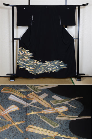 Japanese kimono. kimono for women. kimono female. black formal kimono. 