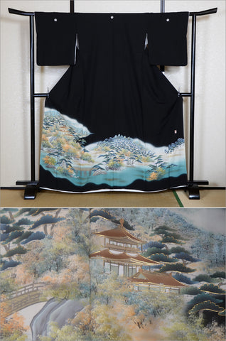 Japanese kimono. kimono for women. kimono female. black formal kimono. 