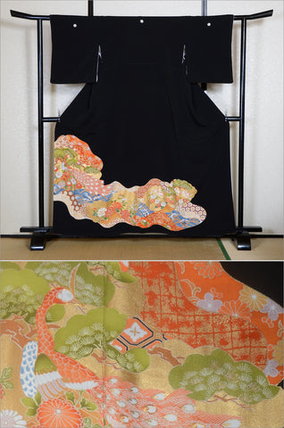 Japanese kimono. kimono for women. kimono female. black formal kimono. 