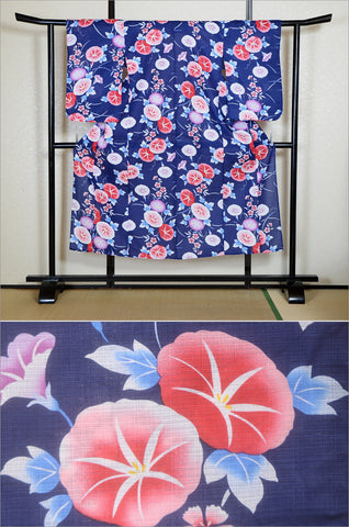 Girls yukata and  obi belt set / GY #76 (9-10)