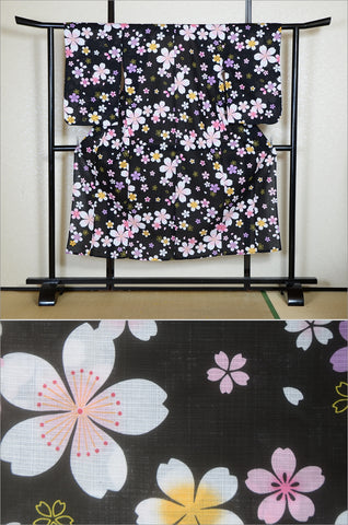 Girls yukata and  obi belt set / GY #75 (9-10)