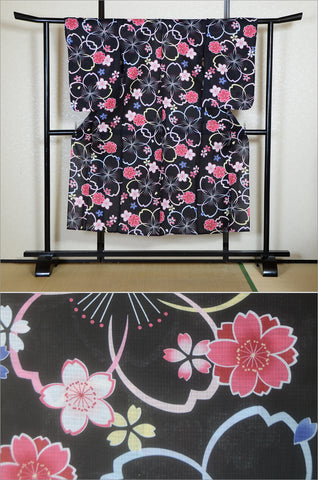 Girls yukata and  obi belt set / GY #79 (9-10)