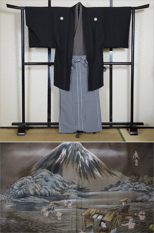 men kimono. Japanese kimono for men. montsuki hakama. kimono hakama set. kimono and hakama.