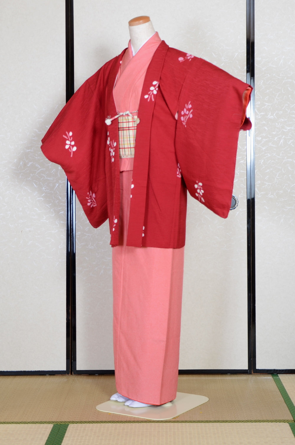 Japanese Cream Floral Black Men's Haori Yukata Kimono Jacket